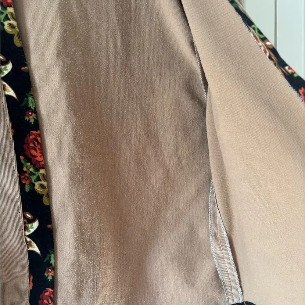 Floral Trim Tan Cardigan - Picture 6 of 9